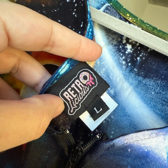 Retrolicious Cosmic Space Print Dress 
Size L Black Multicolor Pin Up Y2K Vtg - Picture 4 of 6